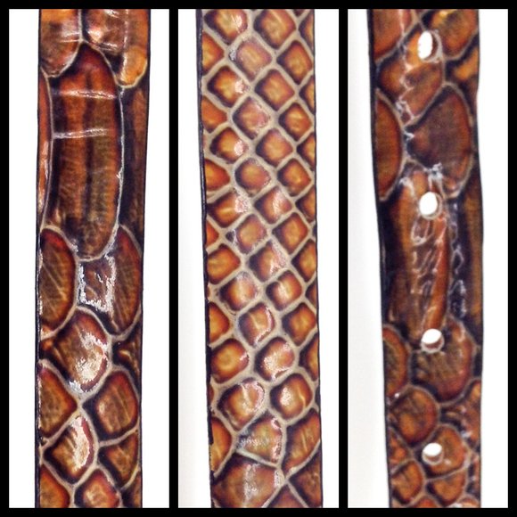 QUALHEIM BOLLORINI Leather Snakeskin Belt - Picture 7 of 12